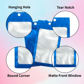 Paquete de 200 bolsas holográficas de Mylar resellables para almacenamiento de alimentos a prueba de olores con bolsa de embalaje de aluminio para ventanas delanteras para muestras de dulces, joyas