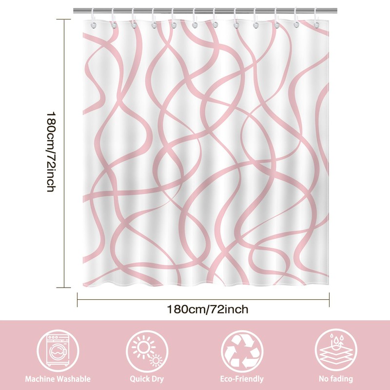 Avezano Grey Striped Shower Curtain Modern Abstract Wavy Grey Bathroom