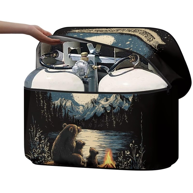 RV Propane Tank Cover Forest Bear Print Waterproof Camper Propane