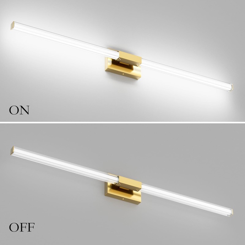 Ralbay 48inch Gold Bathroom Vanity Lights Bar 36W Modern LED