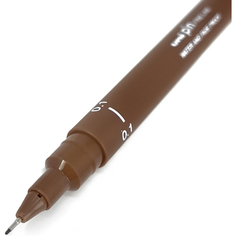 Uni Pin Fineliner Drawing Pen - Sepia Tone - 0.1mm
