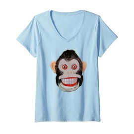 Womens Cymbal Chimp Toy, Jolly Monkey With Cymbals Vintage Retro V-Neck T-Shirt
