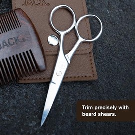 Every Man Jack Juego de herramientas de aseo de barba para hombres, incluye peine de doble diente, cepillo para barba, tijeras de acero inoxidable y m