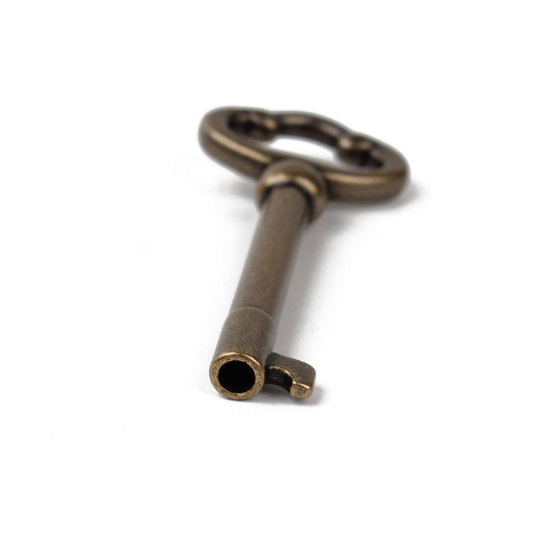 KY-2AB Skeleton Key Antique Brass Plated Hollow Barrel Old Furniture
