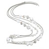 FULU AUTUMN Women's Statement Necklace Long Pearl Necklace Silver Chain