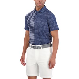 Ben Sherman Men's Short Sleeve Printed Tech Sports Fit Polo Top, Sea Blue