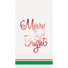 Unique Party Christmas Red Foil Merry & Bright Guest Napkins