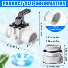 DoubleFill 3 Way Swimming Pool Diverter Valve Hose Adapter with Hose Clamps Replacement Slip Valve Filter Hose Conversion Kit with Seal Ring for 1 1/4'' or 1 1/2'' Filter Ports (White,Hose Adapter)