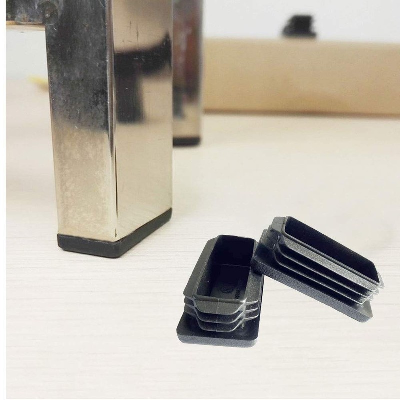 Carkio 1"x 2" Rectangle Black Plastic Tubing End Cap, Plug