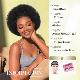 WIGER 13x4 Lace Frontal Kinky Curly Wig With Baby Hair Braided Wigs for Black Women Afro Lace Front Hair Wigs Pre Plucked Glueless Synthetic 4C Full Lace Wigs for African American