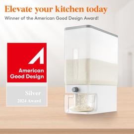 Lifewit Rice Dispenser 25 Lbs(11.3kg), Rice Storage Container Sealed Moisture Proof with Measuring Cup for Kitchen Pantry Household, BPA-Free, 1 Pack Clear