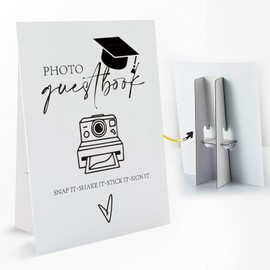 1 PCS Graduation Party Photo Guest Book Table Sign with Stand, 8 x 11 Inch, Table Toppers Sign for Graduation Party, Congrats Grad Party Decorations Favors Supplies