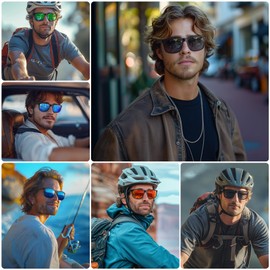 MEETSUN Polarized Sunglasses for Men Women Driving Sun Glasses UV Protection 3Pack-Black+Brown+Black Dark Green