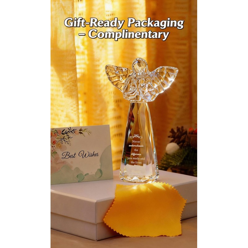 CNCRMEM Retirement Gift for Woman Engraved Crystal Angel
