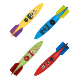 TOPWAYS Pool Diving Toy Set 4 Diving Torpedoes Swimming Underwater Pool Training Toys Diving Games Training Children's Gifts (Diving Torpedoes)