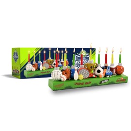 Ner Mitzvah Hand Painted Resin Hanukkah Menorah - Theme Menorahs for Chanukah - Athletic Sports Chanukah Menorah for Kids