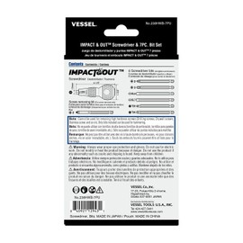 Vessel Manual Impact & Out Screwdriver w 7pc Bit Set 238HWB7PU Japan JIS