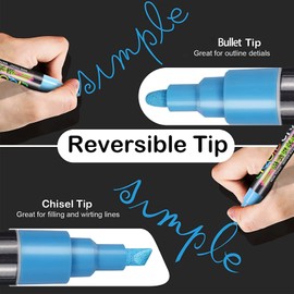 12 Chalk Marker for Blackboards, Dustless & Non-Toxic Ink - Wet Erase Marker Pens for LED Menu Board, Bistro Board, POP Art, Chalkboards Signs, Windows, AD Drawing, Car