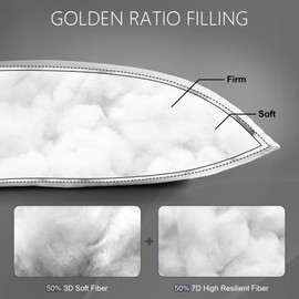 Zaiwoo Bed Pillows Queen Size Set of 2, Hotel Quality Soft Down Alternative Bed Pillow for Side and Back Sleepers, 20 x 30 Inches