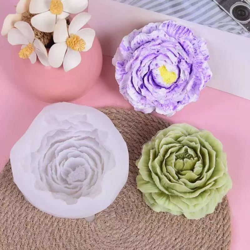 3D Peony Flower Silicone Candle Mold for Wax Soap Candle