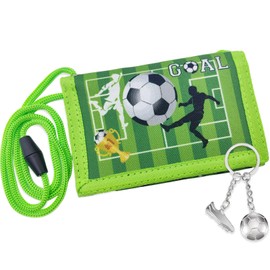 Bikasun Children's Neck Pouch with Key Ring, Purse for Girls, Purse for Hanging, Small Wallet, Christmas Birthday Gift, football, Casual