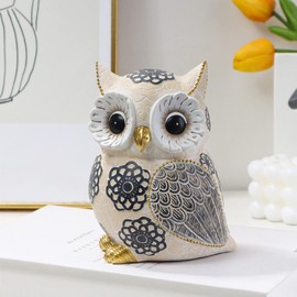 Adorable Owl Statue, Big Eyes Cute Owl Figurine, for Home Decor Accents, Bookshelf Bedroom Living Room Office Table Desk Mantle TV Stand Boho Decor, Animal Sculptures Ideal for Birds Lovers, Owls Gift