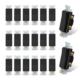 ELEGRP Matte Black Single Pole Decorator Light Switch, 15Amp, 120-277V, Decorative Paddle Rocker Switch Replacement, On/Off Wall Switch, Self-Grounding, Residential/Commercial Grade, UL/CUL (20 Pack)