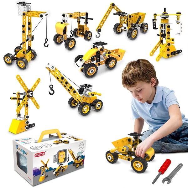 Techshining 8 in 1 Toy Trucks for Kids Take Apart