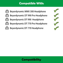 ACCOUTA Professional Replacement Earpads Cushions Compatible with Beyerdynamic MMX 300 DT 990 Pro DT 770 Pro DT990 DT770 Pro Headphones Ear Pads with Softer Protein Leather/Memory Foam