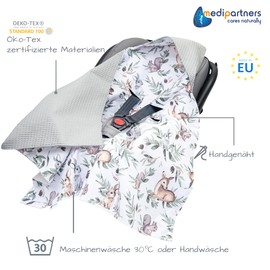 Medi Partners Swaddling Blanket 100% Cotton Waffle 85 x 85 cm Cuddly Blanket for Pram Baby Seat Universal Baby Blanket Double-Sided Baby Blanket Buggy Car Seat