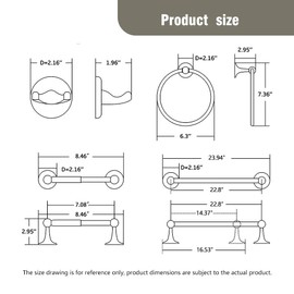 AGKXHDEC 4-Piece Bathroom Hardware Set: Brushed Nickel Bathroom Accessory Set, Towel Bar,Towel Ring,Toilet Paper Holder,Robe Hook, Wall Mounted,Optional Install Towel bar Length for 24 or 16 inch