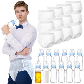 Hushee 12 Sets Funny Bottle Chug Baby Shower Games Items Diapers Changing Race Baby Shower Gender Reveal Games Gifts Decoration for Adults Boys Girls (Blue)