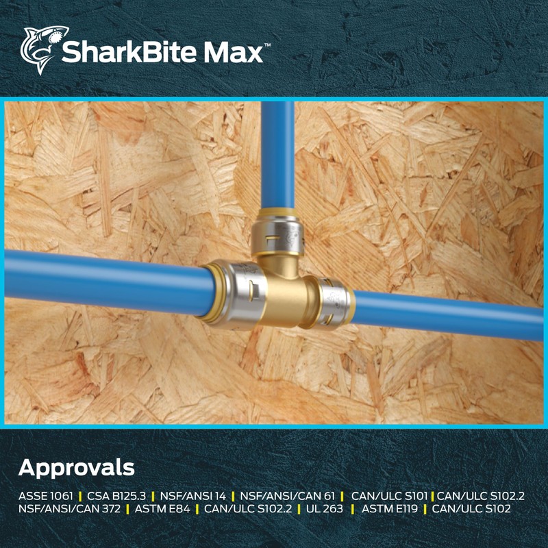 SharkBite Max 3/4 Inch x 1/2 Inch x 1/2 Inch