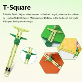 YAFIYGI Sewing Rulers and Guides for Fabric 2 Pieces 5-in-1 Sliding Sewing Ruler Set Gauge Measuring Tool for Fabric Quilting Seam Guide Hemming Marker Knitting Crafting Tools Sewing Beginner Supplies