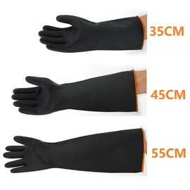 MIN-XL Heavy Duty Latex Gloves, Chemical Resistant Gloves,Safety Work Cleaning Protective Waterproof Industrial Rubber Gloves, Resist Strong Acid, Alkali and Oil（35CM）
