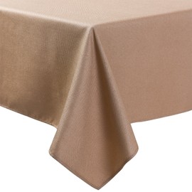 LINENNEE Basketweave 52X 52 Inch Birch Color Classic Polyester Square Tablecloth Tight Weight No Iron Easy Care Durable Affordable with Miter Corners