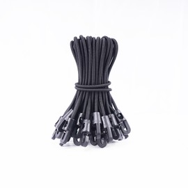 VirtuGro 30 Pcs Small Bungee Cords with Hooks, 10cm Short Elastic Bungee Ropes with Hook Heavy Duty Black Tarpaulin Rope Hooks for Tarpaulins Tents Flags Camping Tarp Luggage Tent Accessories