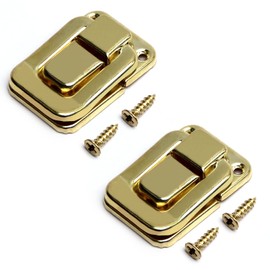 MroMax 2Pcs Toggle Catch Lock 1.57" x 1.06" (LxW) Iron Hasp Latches Yellow Tone Modern Decorative Clasp with Mounting Screws for Jewelry Case Wooden Boxes Mailbox Chest Trunk Toolbox and Suitcase