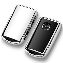 Tengare Key Fob Cover Car Key Fob Case Protector Compatible with Mazda, Silver, for key fob A