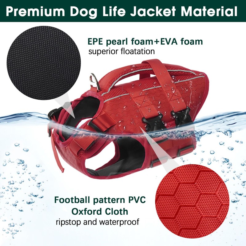 Kuoser Dog Life Jacket High Flotation, Reflective Dogs Life Vest