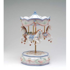 Cosmos Gifts Fine Porcelain Carousel Horses Music Box Figurine (Music Tune: The Carousel Waltz), 10" H