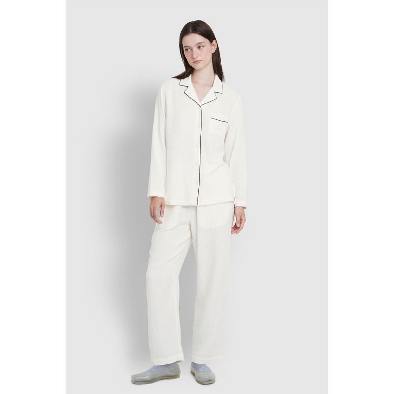 JAJU [JAJU/자주] 여 이중지 파자마 세트_아이보리 [JAJU] Women's Double Fabric