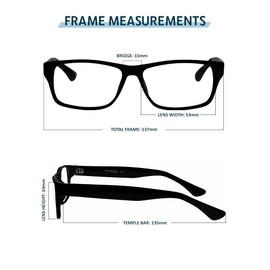 Real Glass Reading Glasses with Clear Real Glass Lenses in Geek Style Frame Available in Reading Magnification +0.25 to +3.00 (1.50)