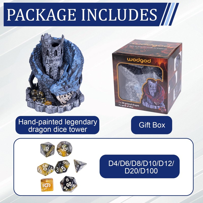 Blue Dragon Castle Dice Tower,for Tabletop Games,D&D and RPG Games,Dungeons