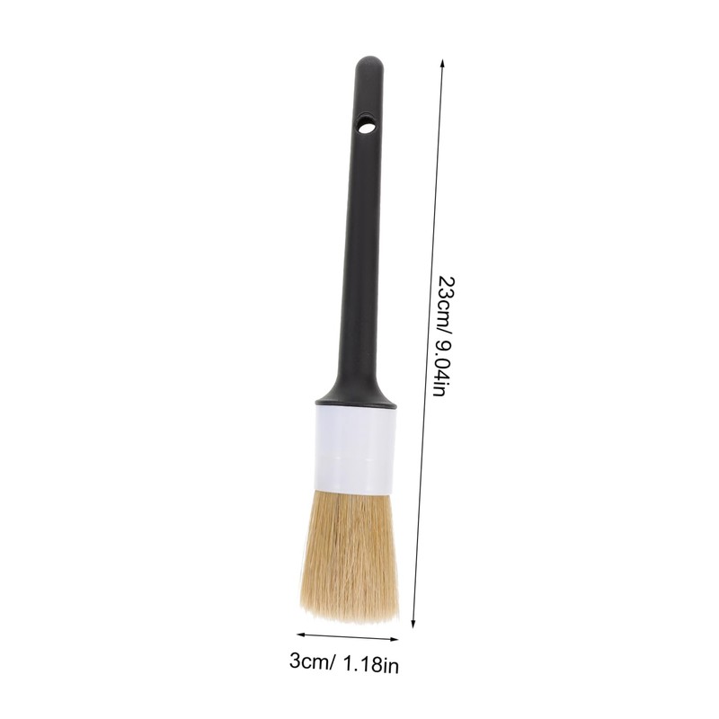 BIUDECO 5Pcs Round Head Small Brush for Automotive Cleaning Handle