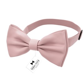 Adam Young Men's Rose Pastel Bow Tie Pre-Tied Style Formal Satin Classic Bowtie for Tuxedo Faux Silk (Large, Blush Pink)
