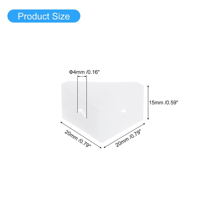sourcing map 50Pcs 90 Degree Plastic Corner Braces, 20x15x20mm Nylon