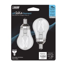 Feit White Filament A15 E26 (Medium) Filament LED Bulb Daylight 75 Watt Equivalence 2 pk