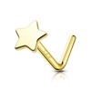 COCHARM 14K Solid Gold Nose Stud 20g Yellow Gold L