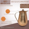 BOLD & DIVINE 2 Liter Copper Pitcher, Hand Hammered, Classic,